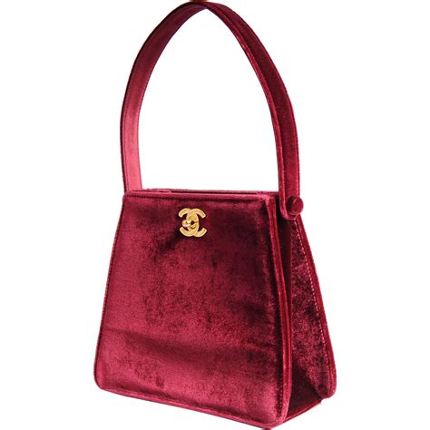 chanel red purses|Chanel red velvet bag.